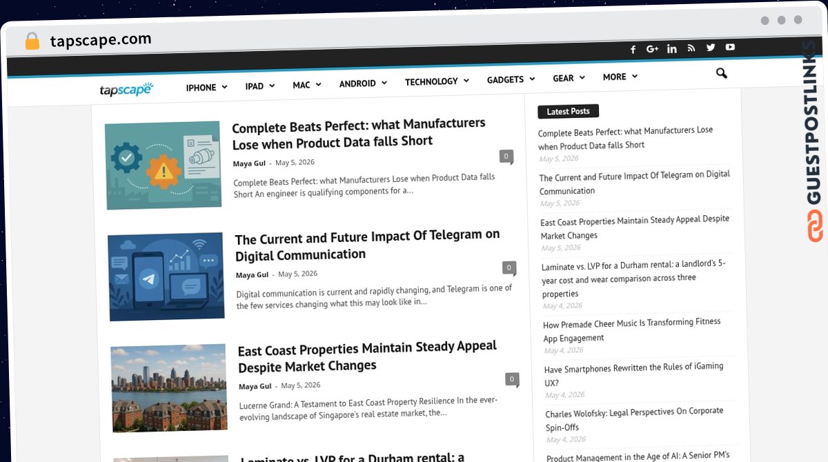 Publish Guest Post on tapscape.com