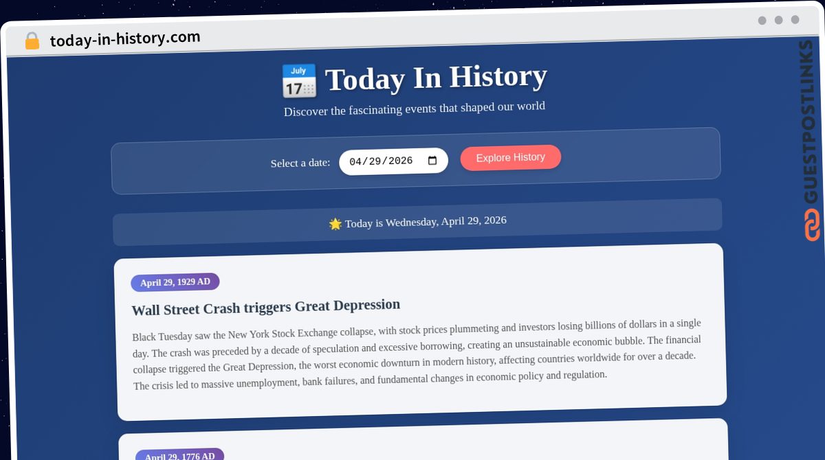 Publish Guest Post on today-in-history.com