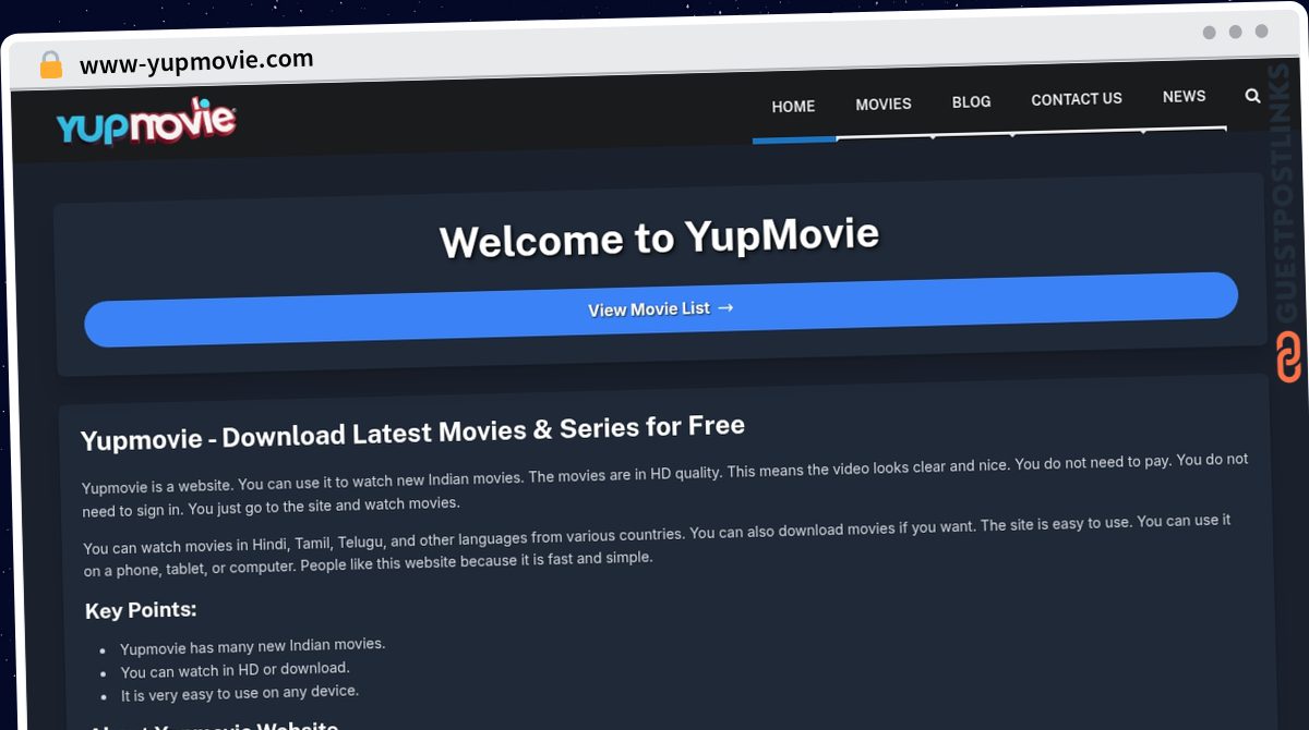 Publish Guest Post on www-yupmovie.com