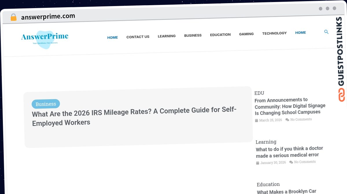 Publish Guest Post on answerprime.com