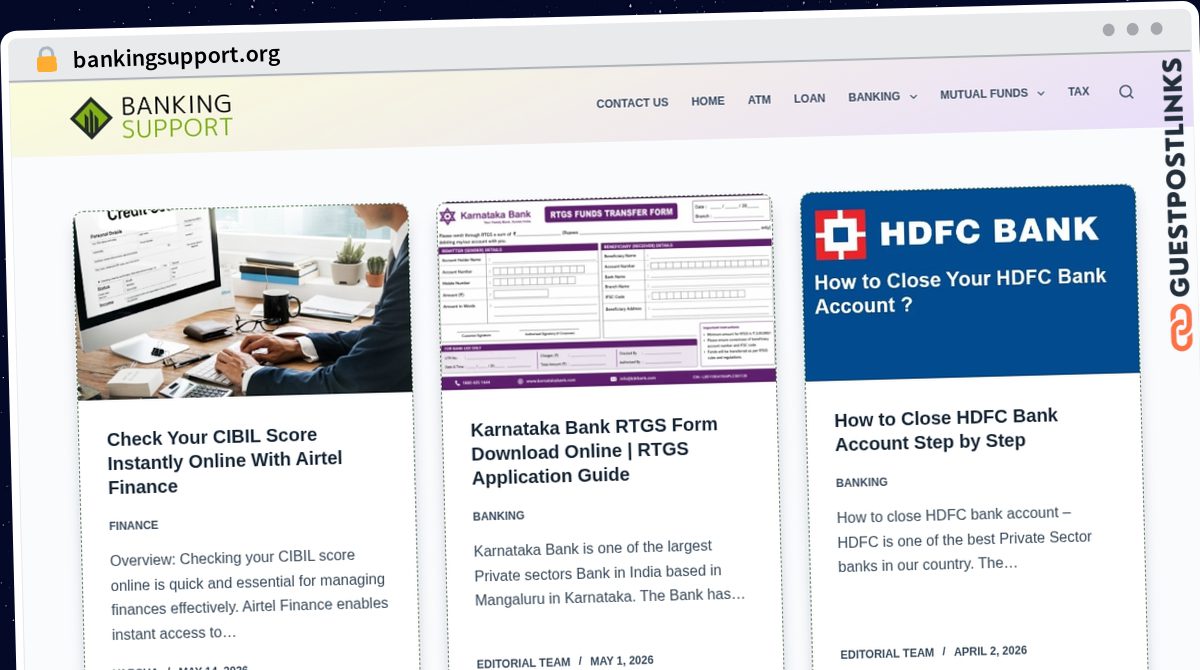 Publish Guest Post on bankingsupport.org