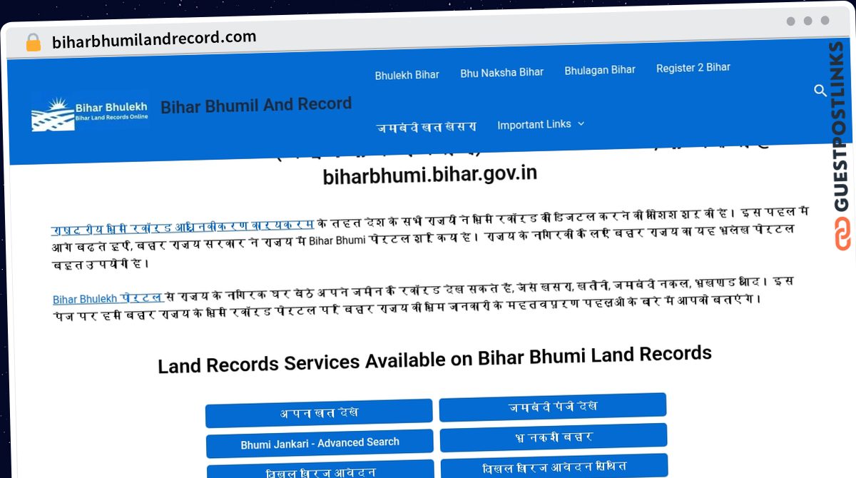 Publish Guest Post on biharbhumilandrecord.com