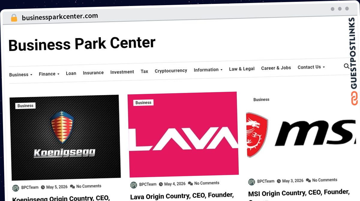 Publish Guest Post on businessparkcenter.com