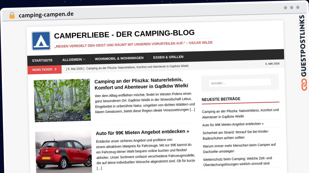 Publish Guest Post on camping-campen.de