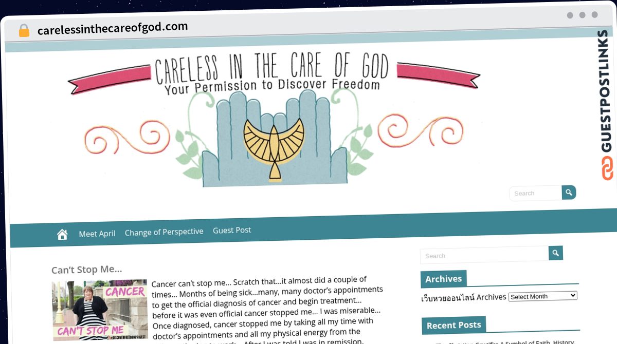 Publish Guest Post on carelessinthecareofgod.com