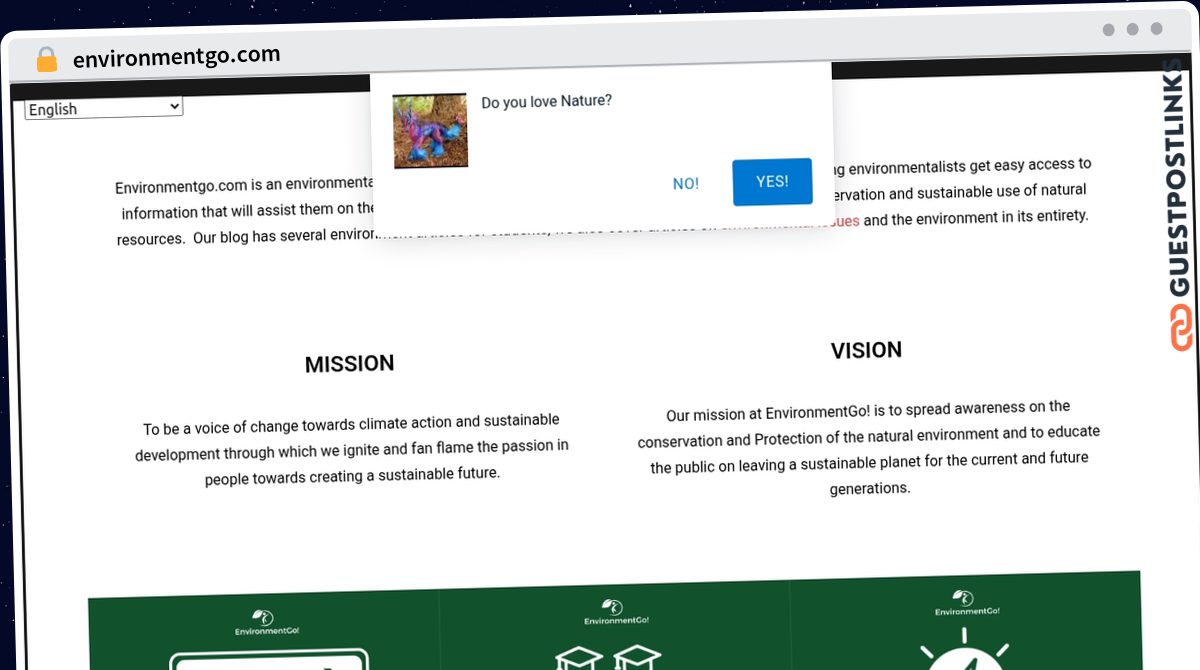 Publish Guest Post on environmentgo.com