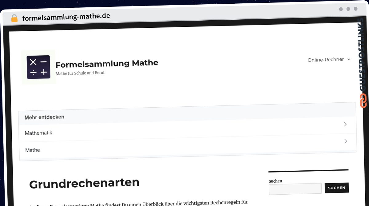 Publish Guest Post on formelsammlung-mathe.de