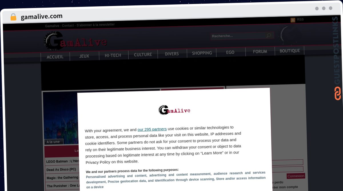 Publish Guest Post on gamalive.com