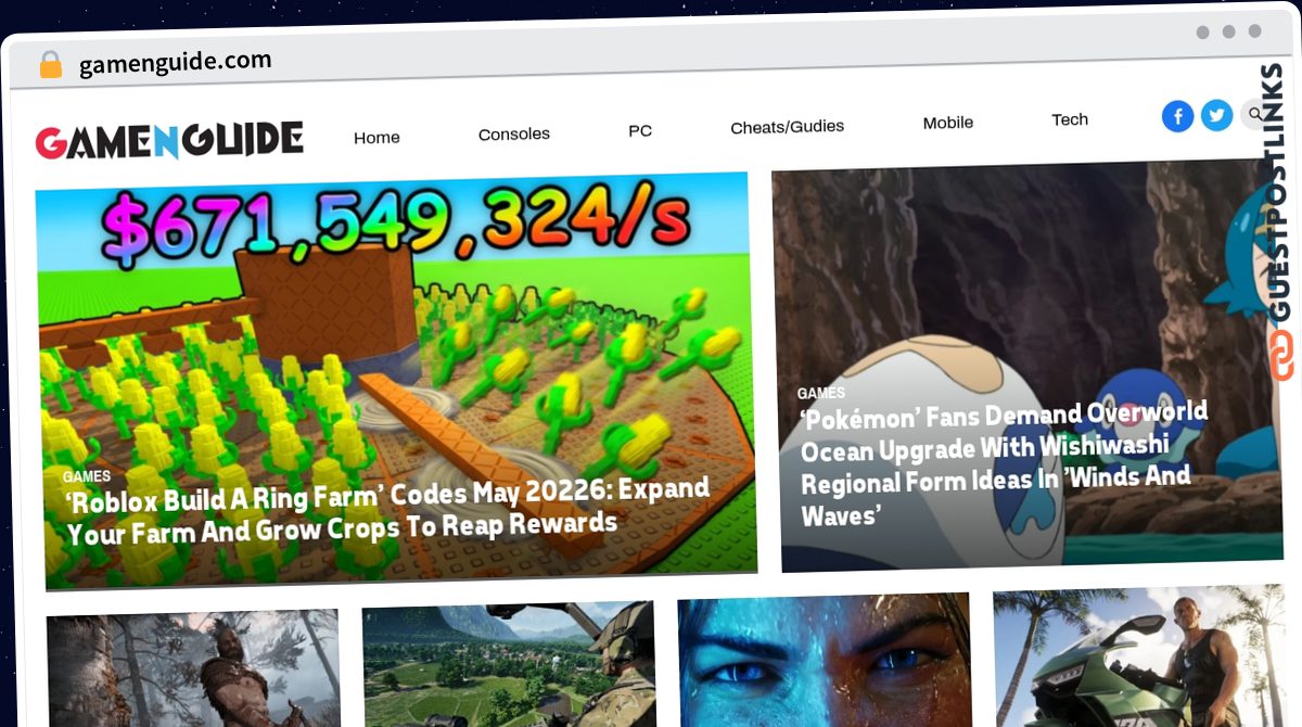 Publish Guest Post on gamenguide.com
