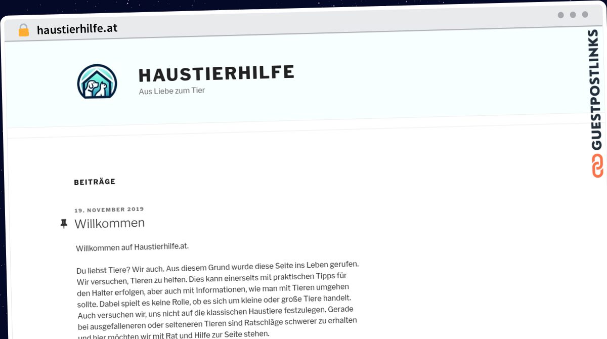 Publish Guest Post on haustierhilfe.at
