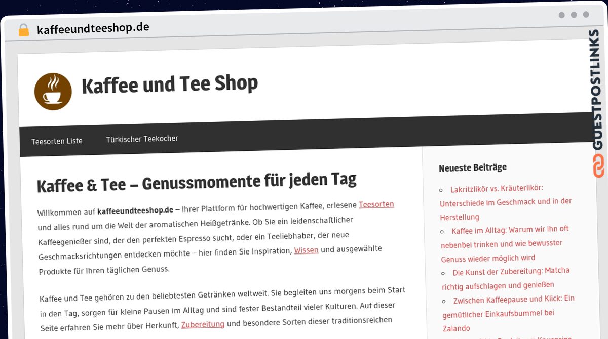 Publish Guest Post on kaffeeundteeshop.de