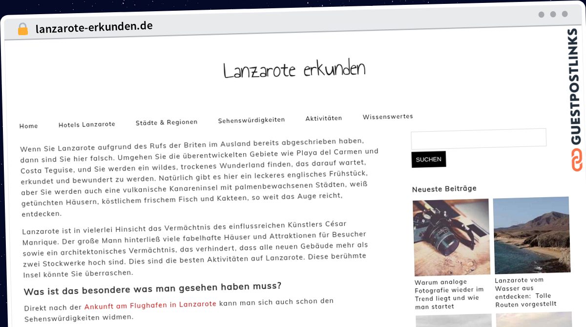 Publish Guest Post on lanzarote-erkunden.de