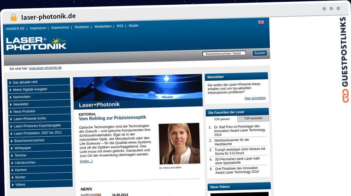 Publish Guest Post on laser-photonik.de