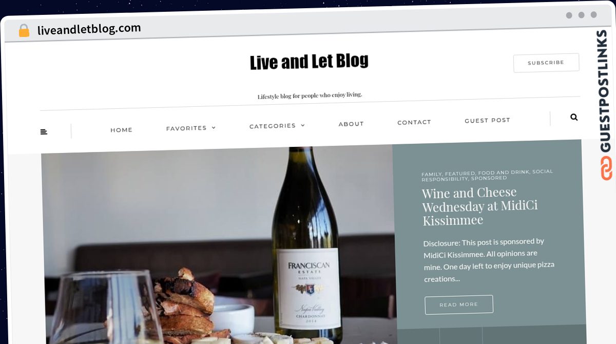 Publish Guest Post on liveandletblog.com