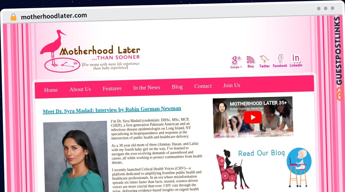 Publish Guest Post on motherhoodlater.com