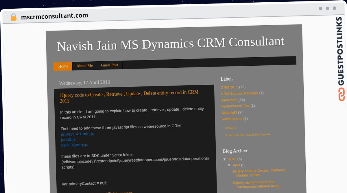 Publish Guest Post on mscrmconsultant.com