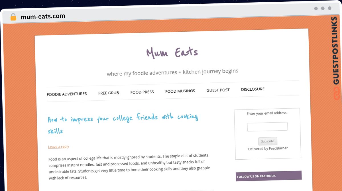 Publish Guest Post on mum-eats.com