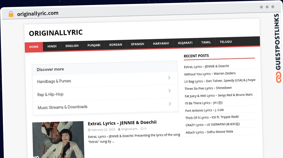 Publish Guest Post on originallyric.com