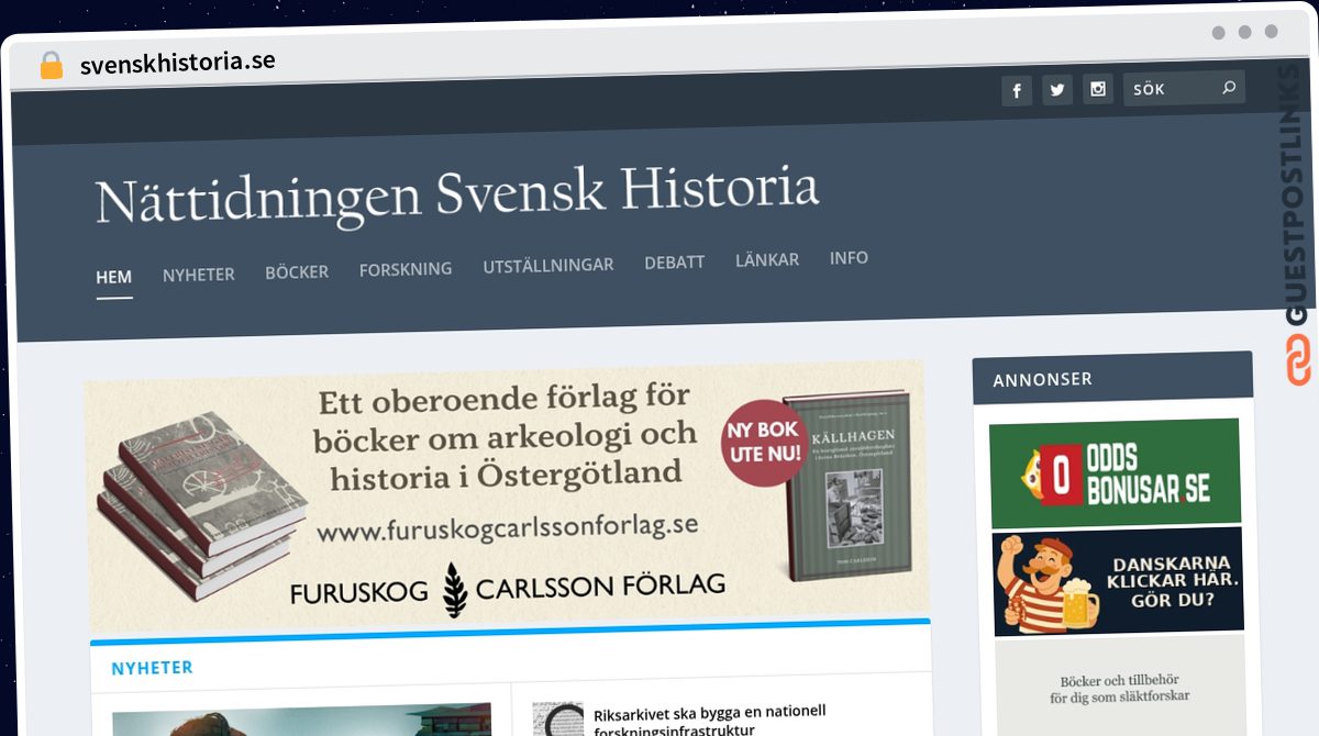 Publish Guest Post on svenskhistoria.se