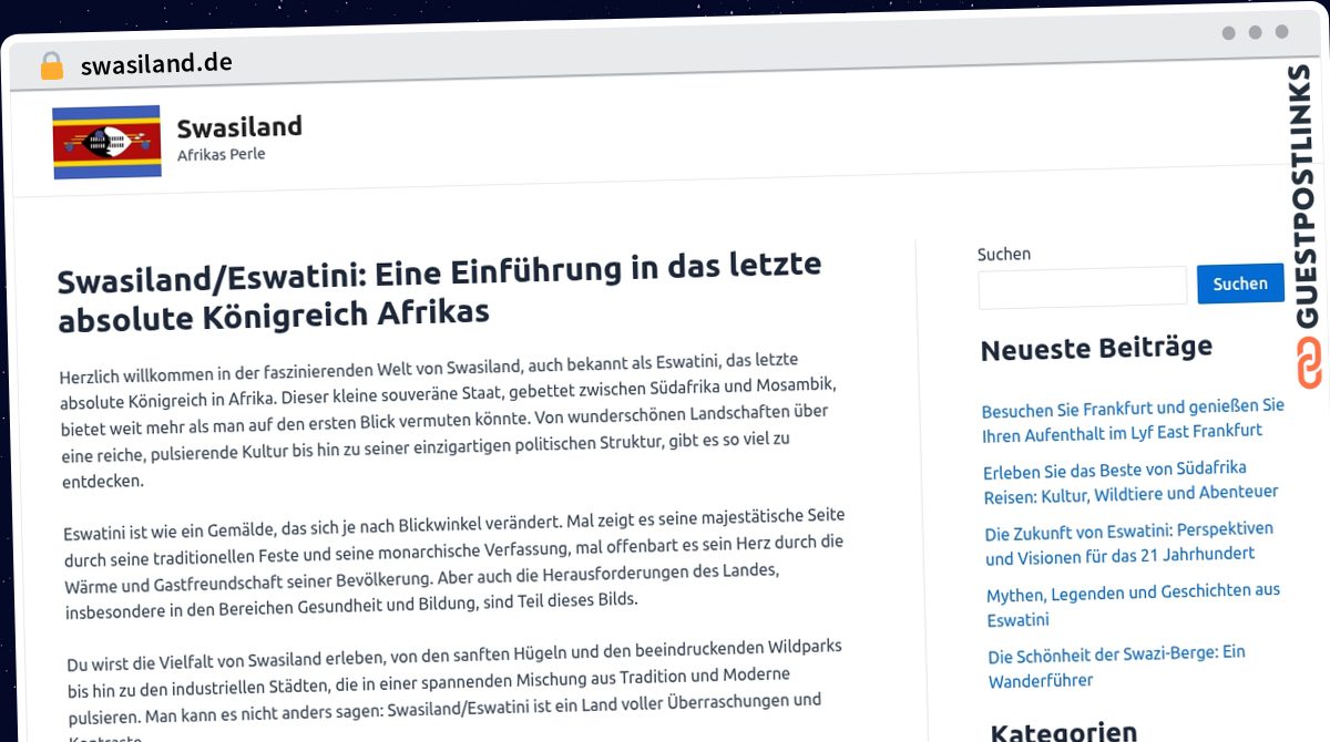 Publish Guest Post on swasiland.de