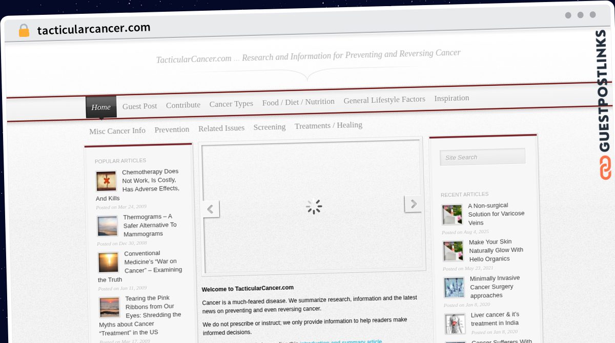 Publish Guest Post on tacticularcancer.com