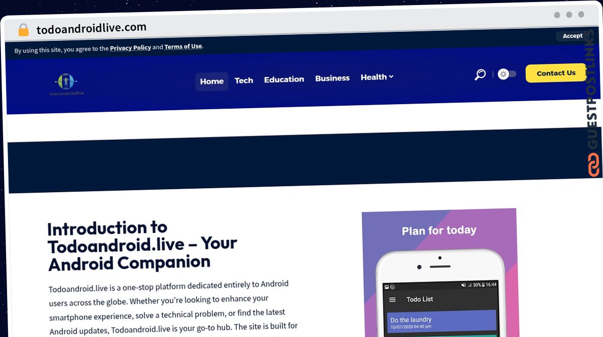 Publish Guest Post on todoandroidlive.com