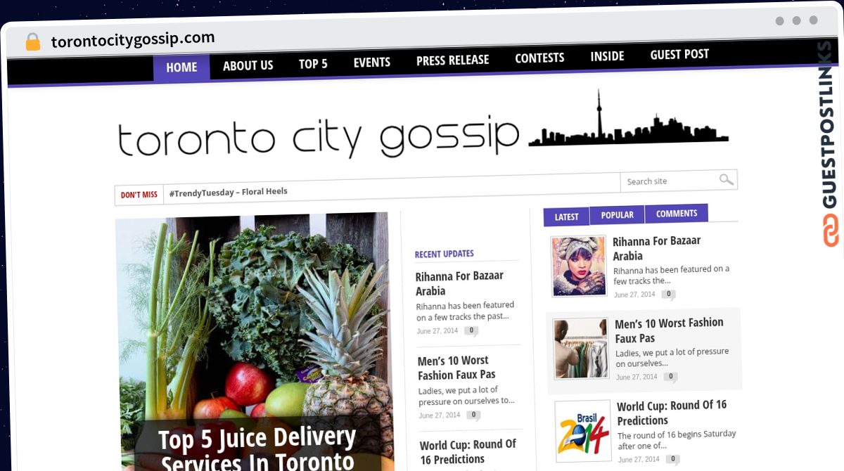 Publish Guest Post on torontocitygossip.com