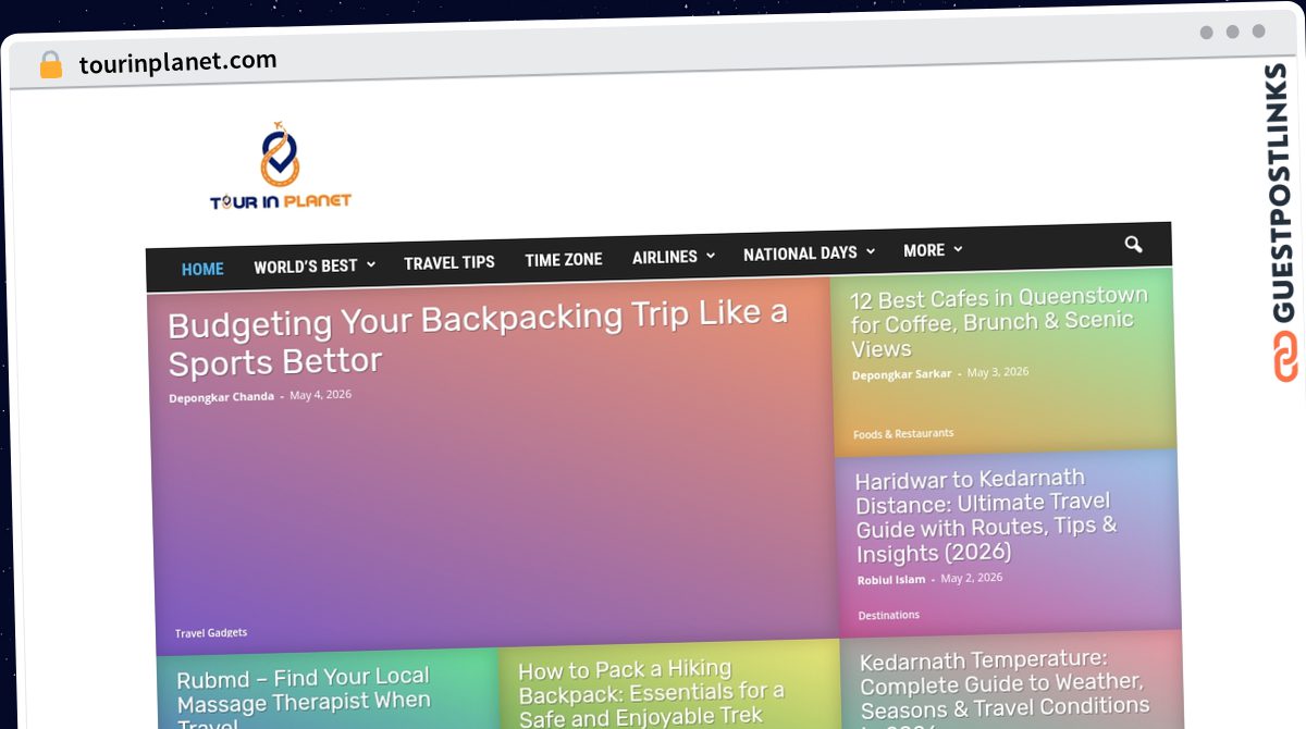 Publish Guest Post on tourinplanet.com