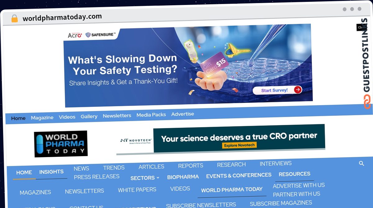 Publish Guest Post on worldpharmatoday.com