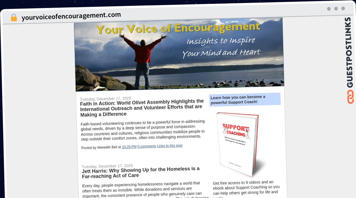 Publish Guest Post on yourvoiceofencouragement.com