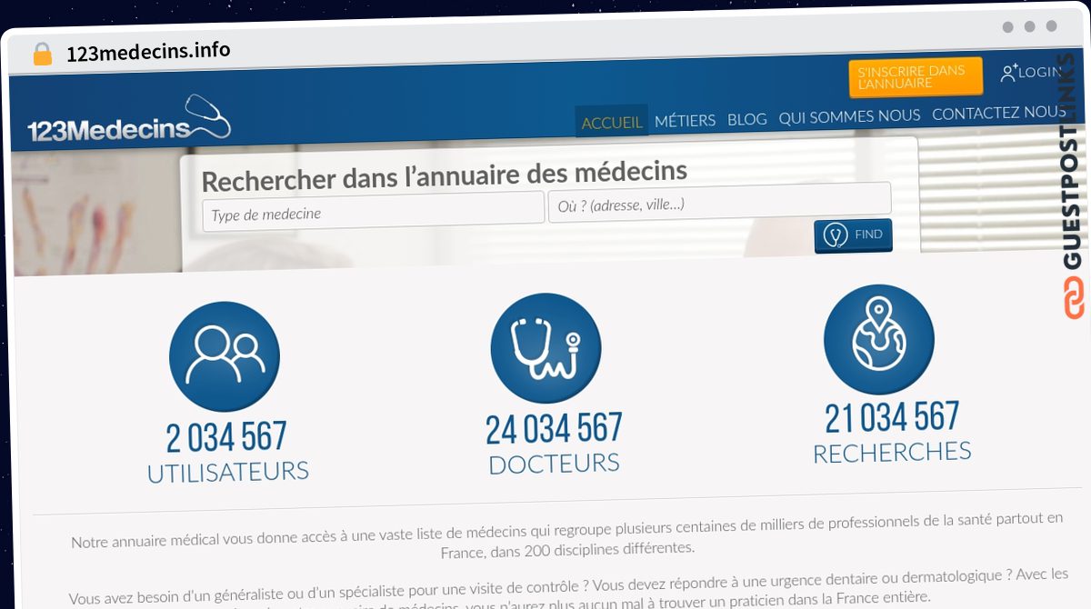 Publish Guest Post on 123medecins.info