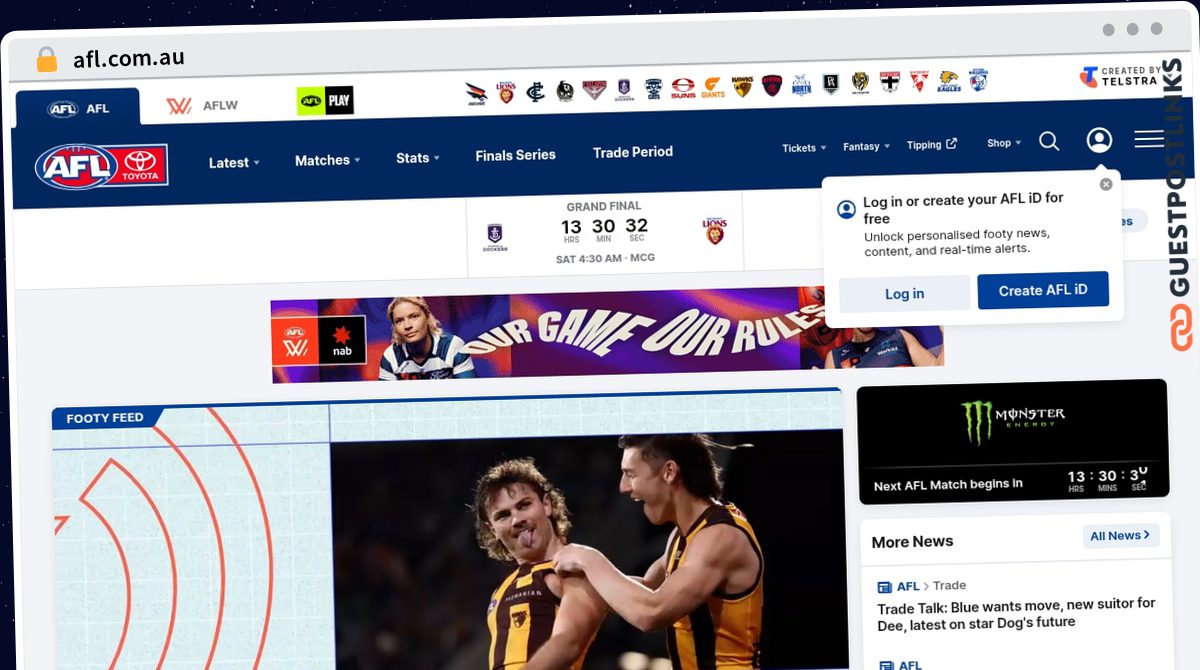 Publish Guest Post on afl.com.au
