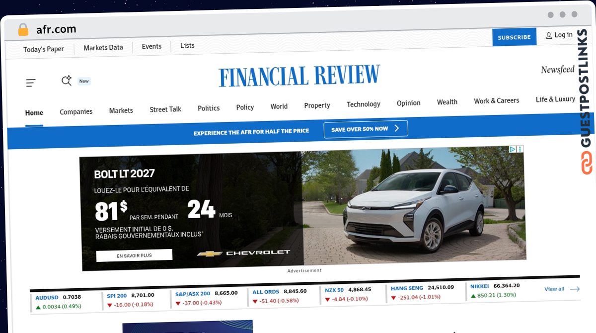 Publish Guest Post on afr.com