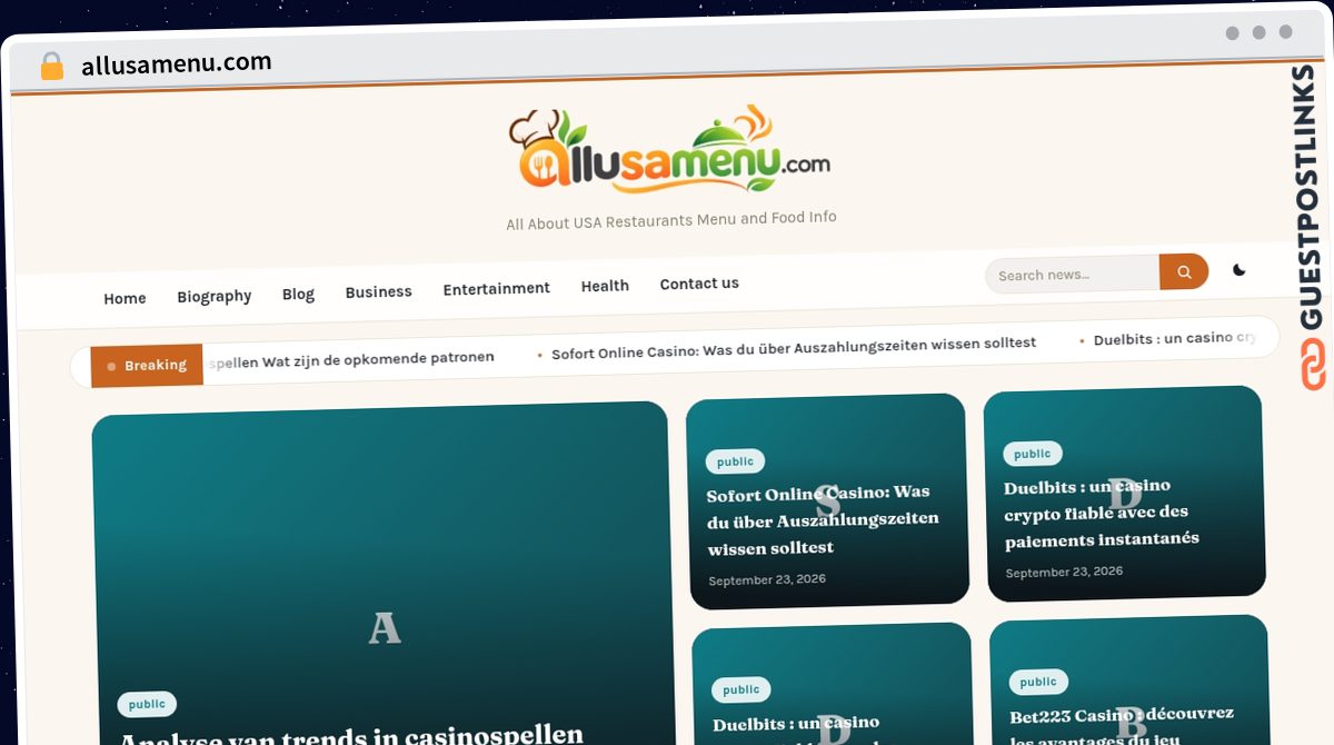 Publish Guest Post on allusamenu.com