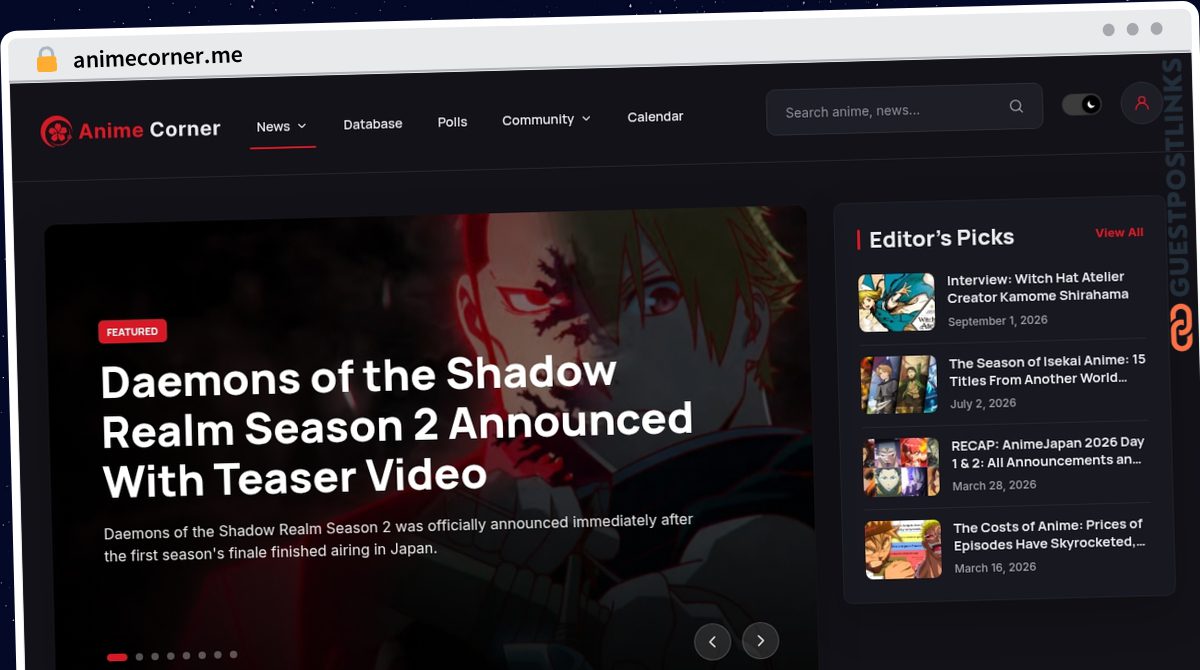 Publish Guest Post on animecorner.me
