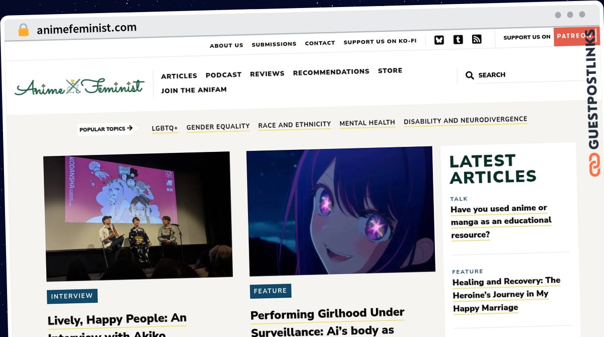 Publish Guest Post on animefeminist.com