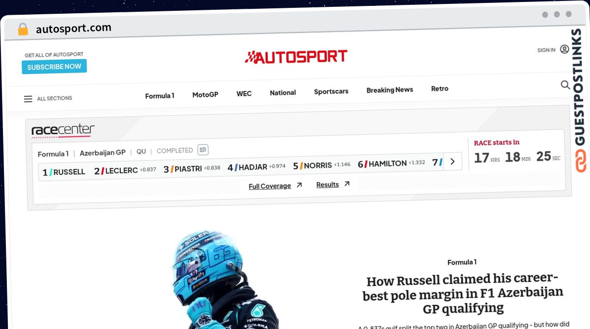 Publish Guest Post on autosport.com