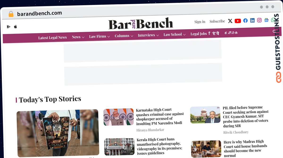 Publish Guest Post on barandbench.com