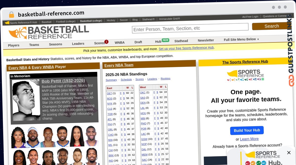 Publish Guest Post on basketball-reference.com