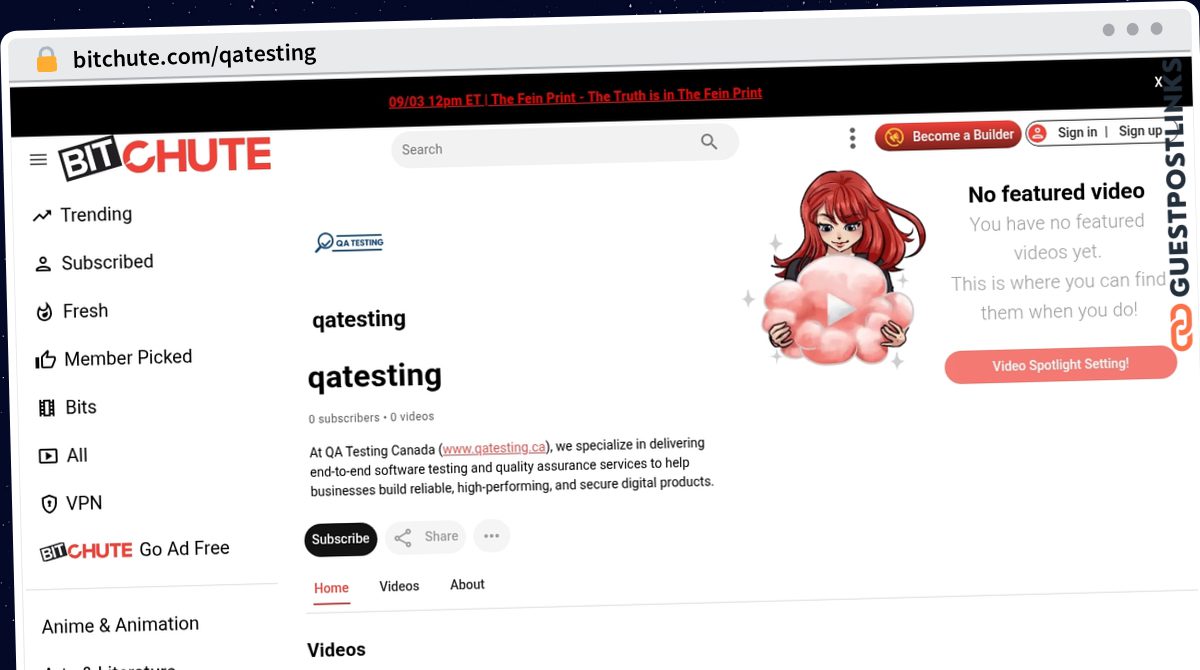 Publish Guest Post on bitchute.com/qatesting