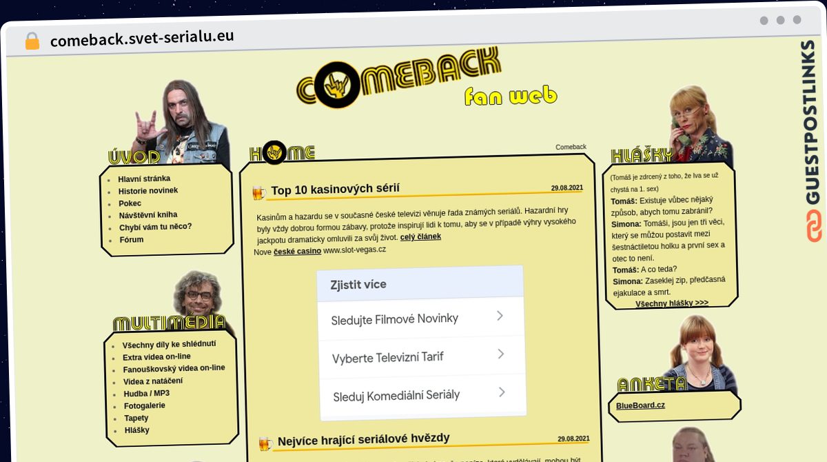 Publish Guest Post on comeback.svet-serialu.eu