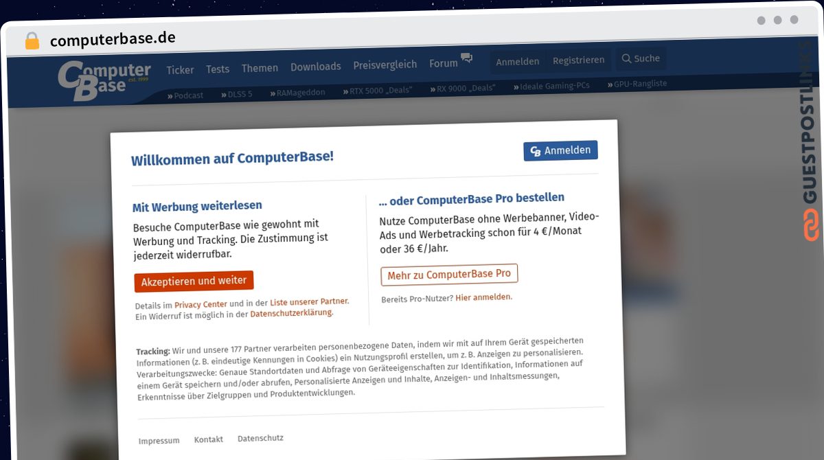 Publish Guest Post on computerbase.de
