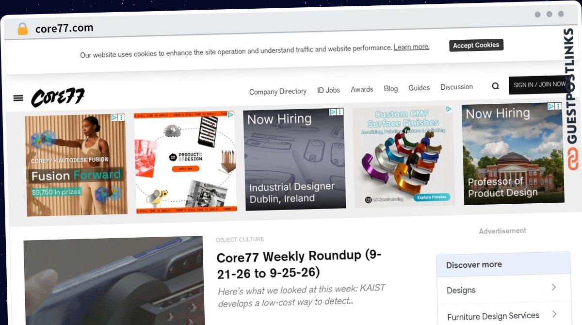Publish Guest Post on core77.com