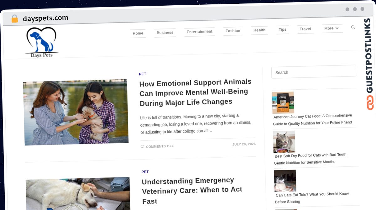 Publish Guest Post on dayspets.com