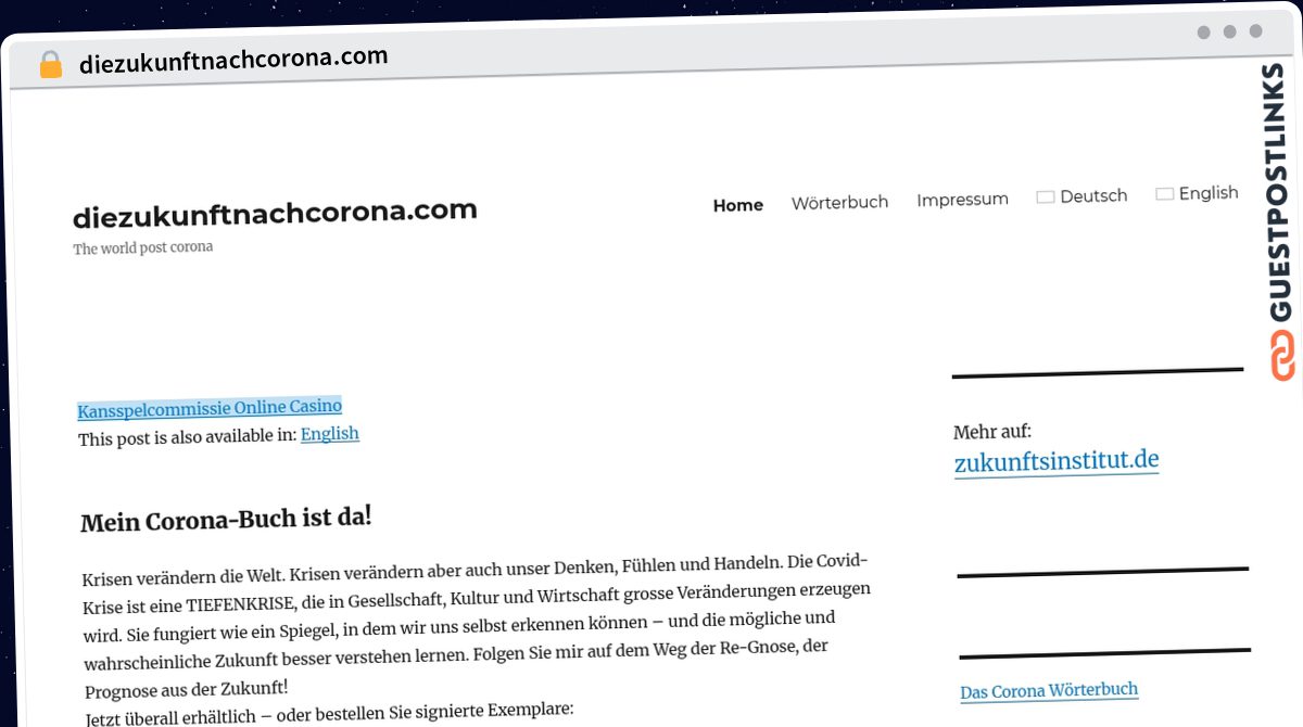 Publish Guest Post on diezukunftnachcorona.com