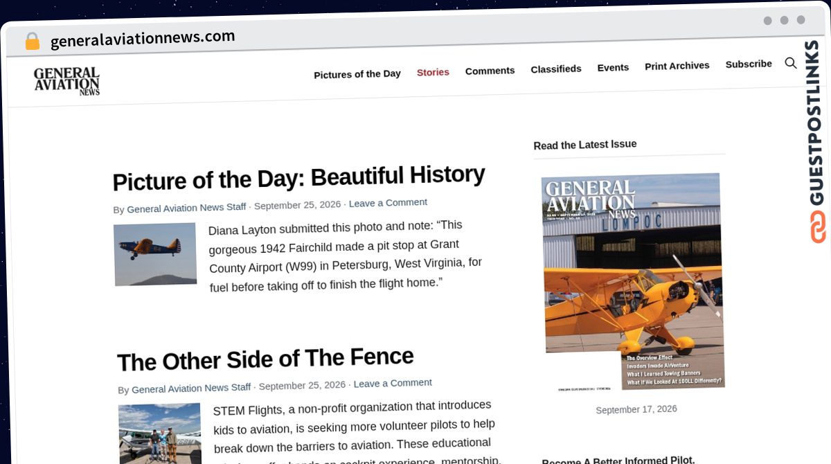 Publish Guest Post on generalaviationnews.com