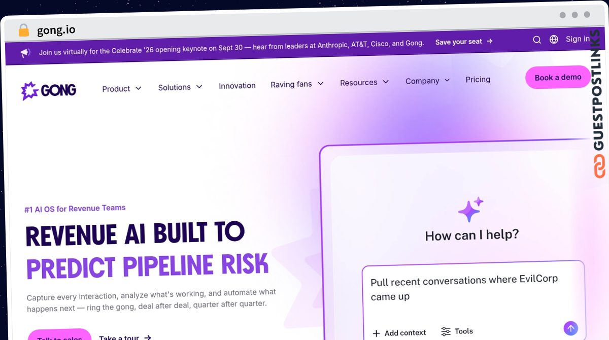 Publish Guest Post on gong.io