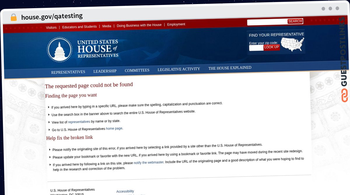 Publish Guest Post on house.gov/qatesting