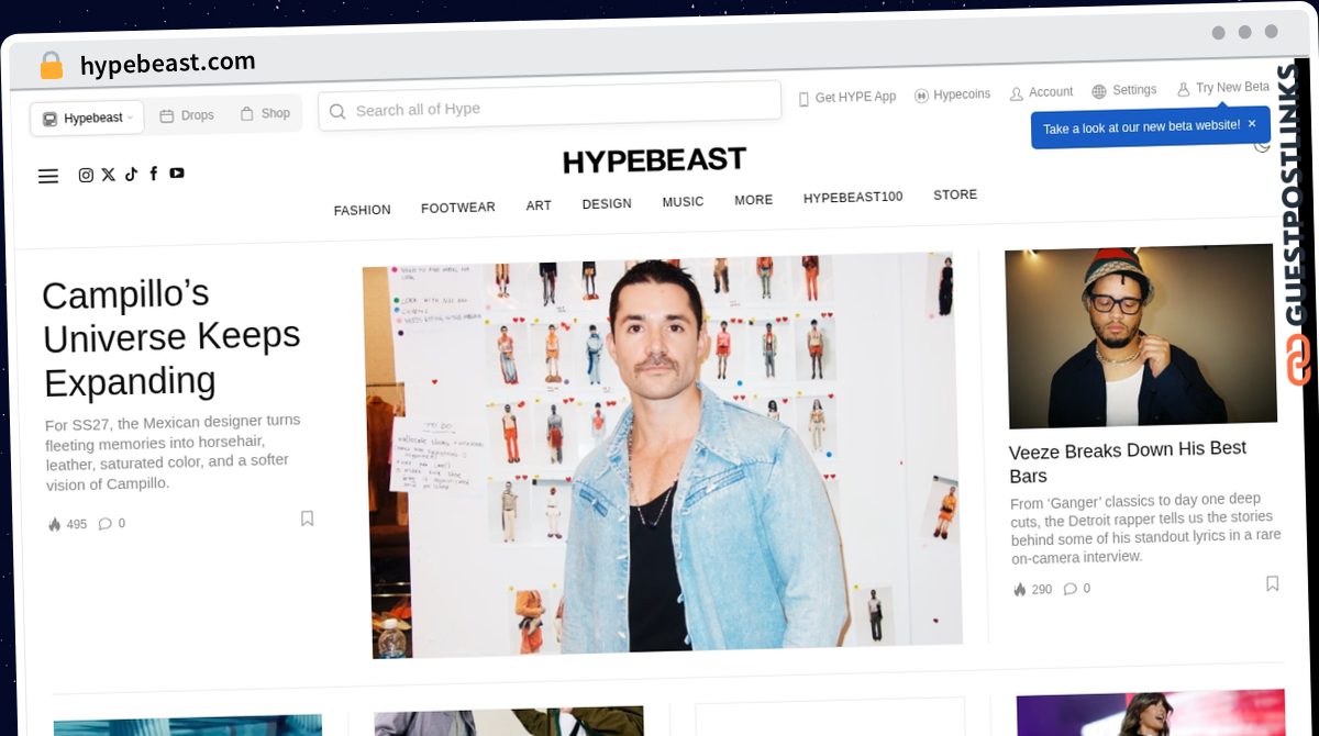 Publish Guest Post on hypebeast.com
