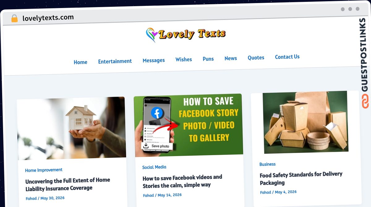 Publish Guest Post on lovelytexts.com